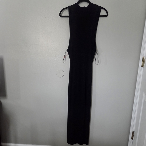 Good American Womens Ribbed Sleeveless Black Turtleneck Midi Dress. Sz 3/4 Large - Picture 3 of 11